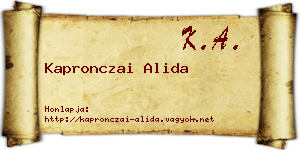 Kapronczai Alida névjegykártya